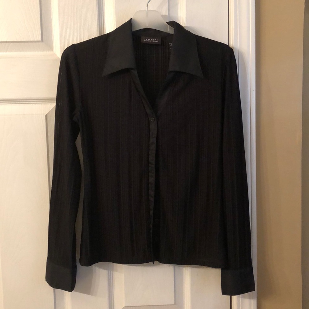 New York & Co sheer black button down